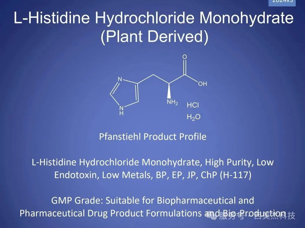喜訊！Pfanstiehl 注射級鹽酸組氨酸 (H-117) CDE登記號已激活轉A！